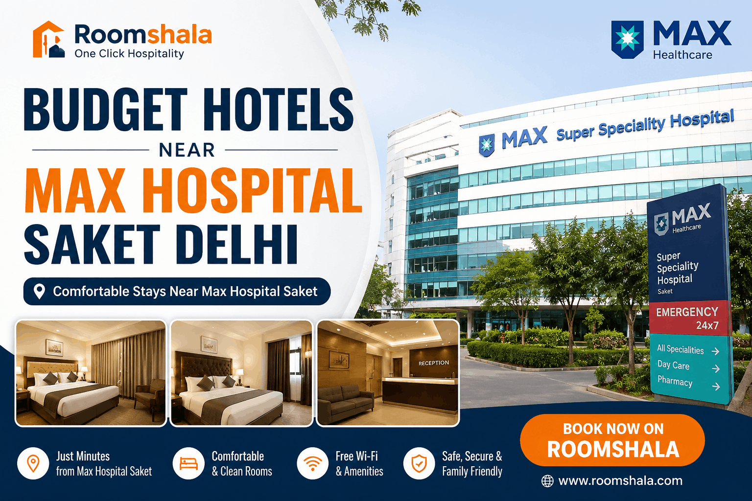Hotels Near Max Hospital Saket And Malviya Nagar | RoomShala